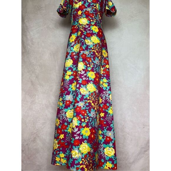 Vintage Mod Flower Power Maxi 1970s Dress - Picture 3 of 7